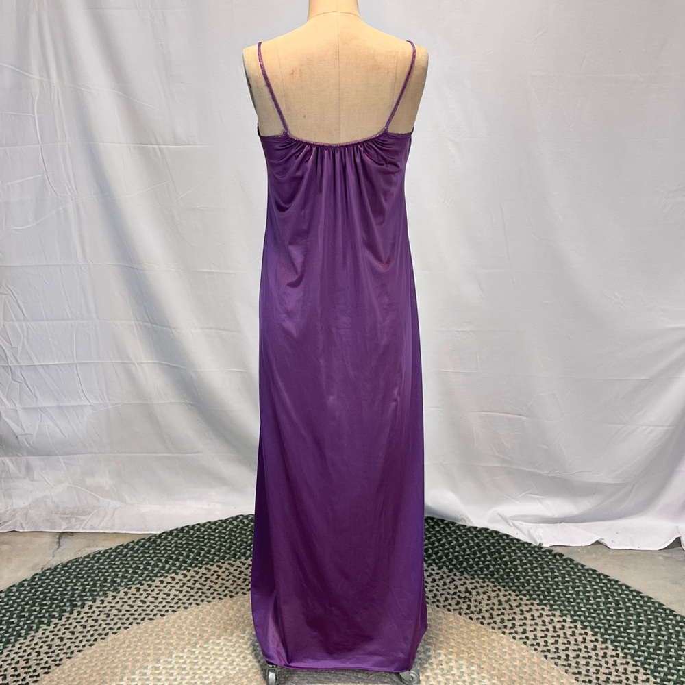 VINTAGE 80s amethyst jewel purple long maxi nightgown lace lingerie glamorous - Picture 6 of 11